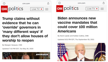 Specific examples of biased news coverage