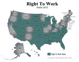 Right to work map