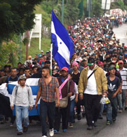 Caravan with Honduran flag