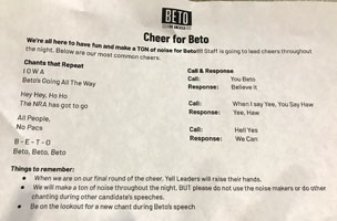Beto's pathetic cheer guide