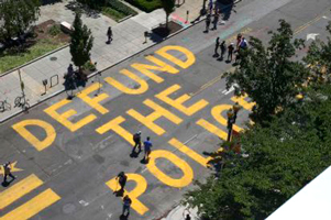 'Defund the police' painted in the street
