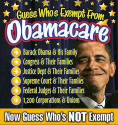 Obamacare exemptions - found at zesko.com