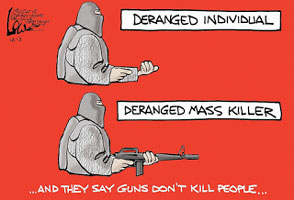 Gun control propaganda cartoon