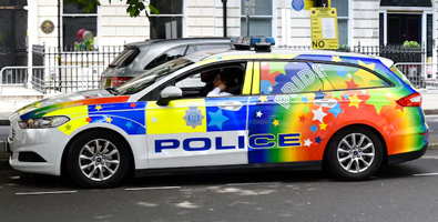 Rainbow cop car