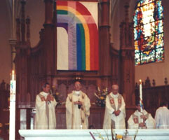 Rainbow flag at mass