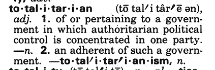 The definition of totalitarian