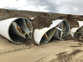 Windmill blades going into the landfill